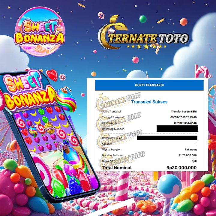 TERNATETOTO - MENANG SWEET BONANZA CANDYLAND Rp. 20,000,000,-