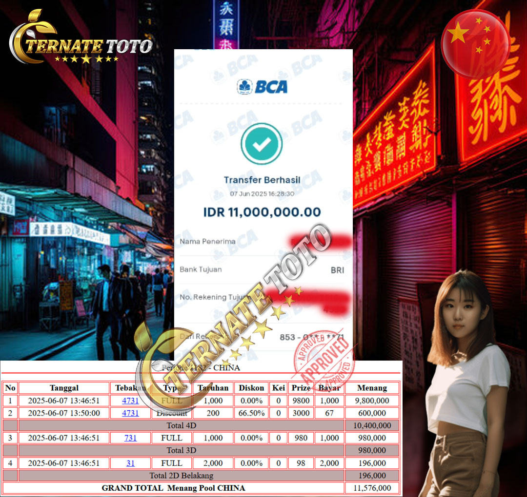 TERNATETOTO - JACKPOT CHINA POOLS, Rp.11,000,000