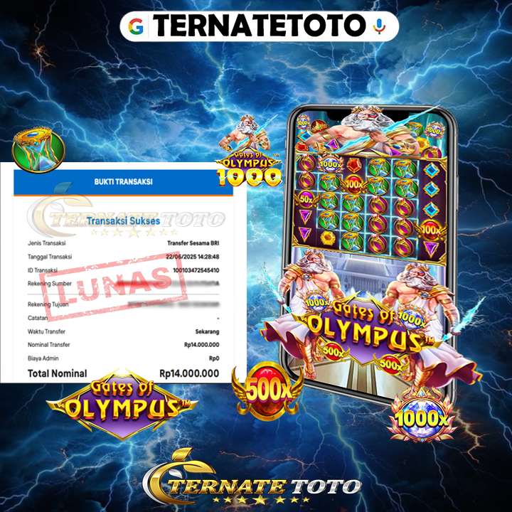 TERNATETOTO - JACKPOT GATE OF OLYMPUS 1000 Rp.14,000,000,-